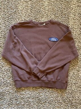 Ford F-Series Brown Crewneck Sweatshirt w Oval Blue Logo Patch Men’s L